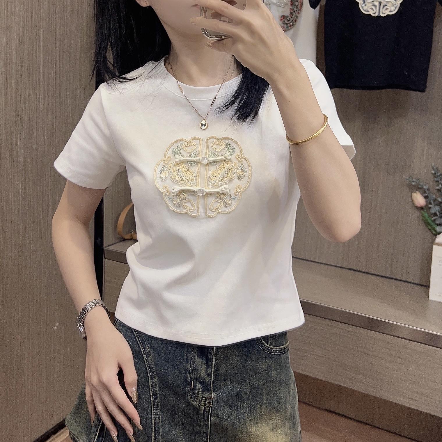 40支210g純棉 中國風辣妹收腰t恤短袖修身顯瘦純欲風t恤女韓版