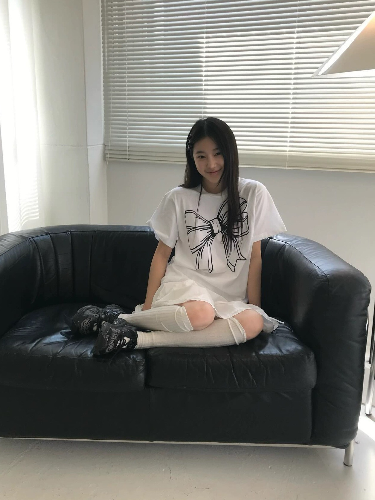 甜美復古減齡蝴蝶結印花短袖T恤夏學院寬鬆休閒純棉上衣