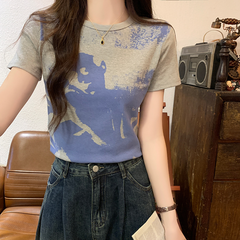 實拍 純棉短袖t恤女夏修身短款圓領上衣韓版女裝