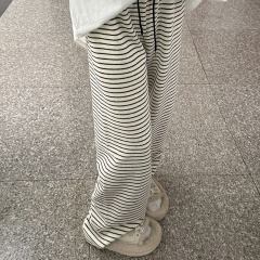 Ice Silk Stripe High Waist Slimming Stripe Drape Casual Pants Women's Spring and Summer New Loose Straight Leg Pants 