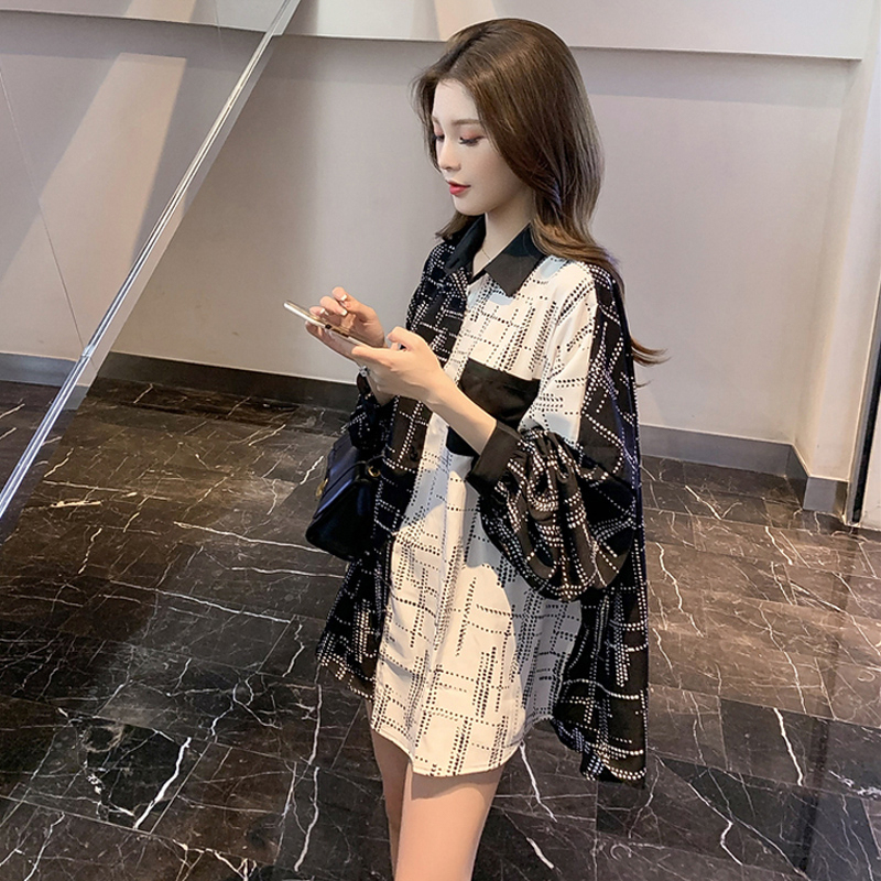 冰感防曬質量格子襯衫設計感小眾長袖寬鬆上衣女