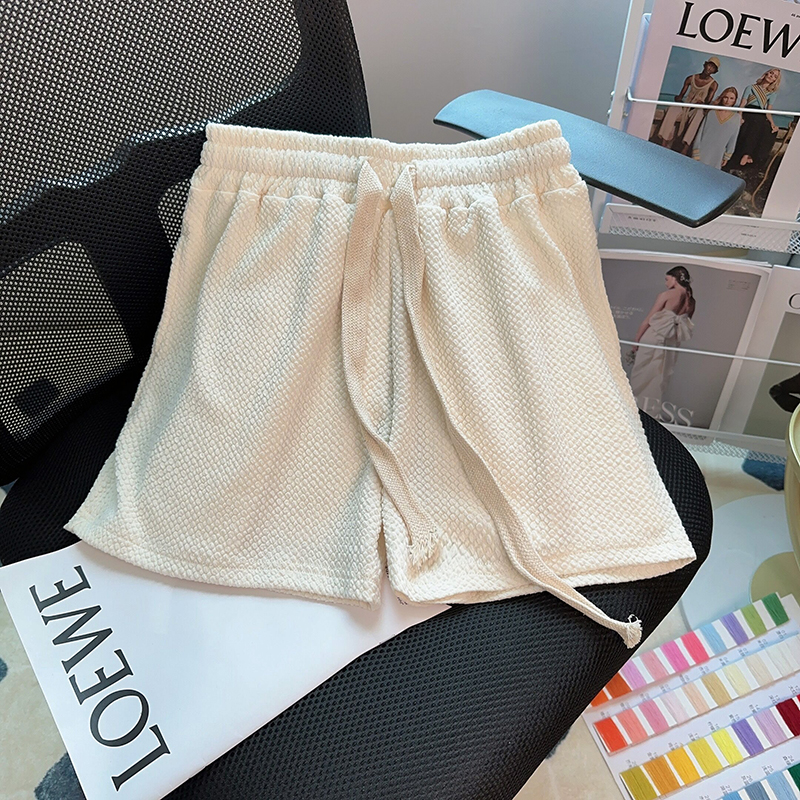 Real shot of original fabric casual shorts for women summer 2024 striped new high-waisted wide-leg pants student shorts 200 pounds