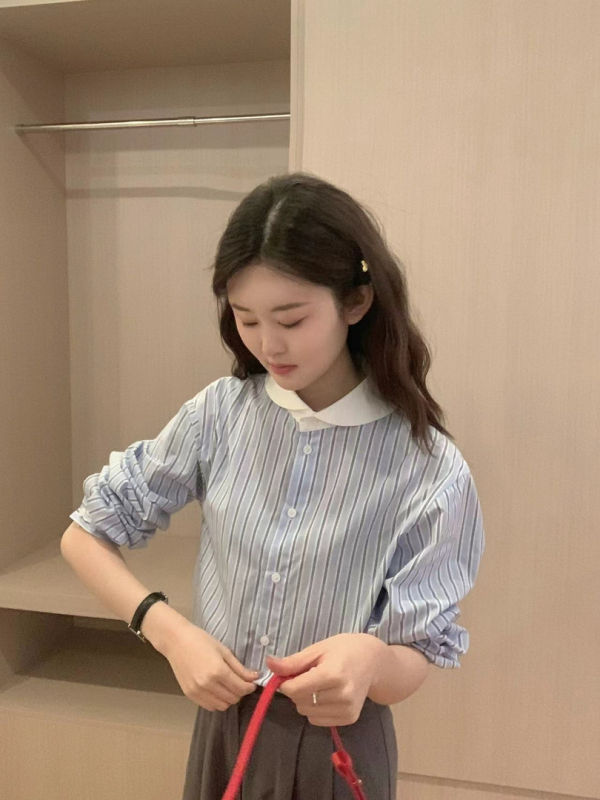 Niche Young目光所及 春季休閒百搭設計款條紋襯衫