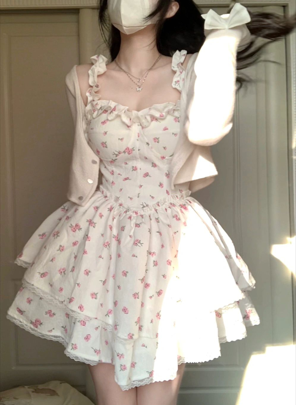 質量-有里布純欲風蓬蓬吊帶短裙2024夏季新款碎花連衣裙女