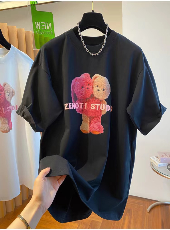 純棉高級感印花字母卡通印花短袖T恤女早春半袖上衣