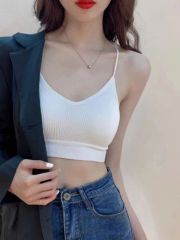 Thin strap double cross beautiful back big open back sexy short camisole for women