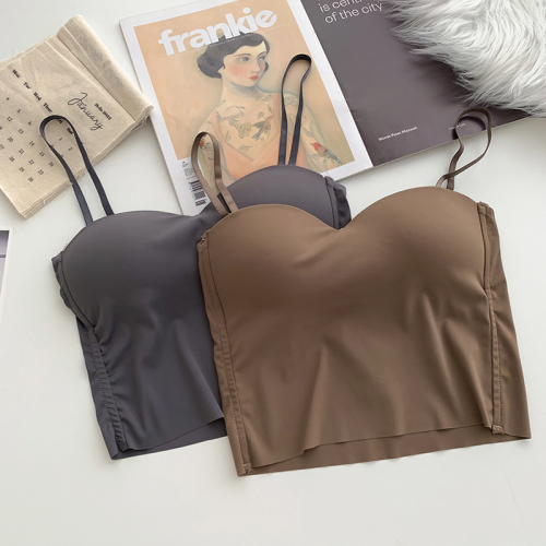 Real shot of ice silk sports camisole women's inner wear design niche outer wear beautiful back slim short hot girl top