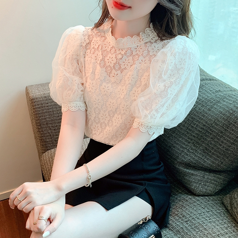 小衫女高檔洋氣蕾絲打底衫2024夏季新款韓版百搭法式設計感上衣女