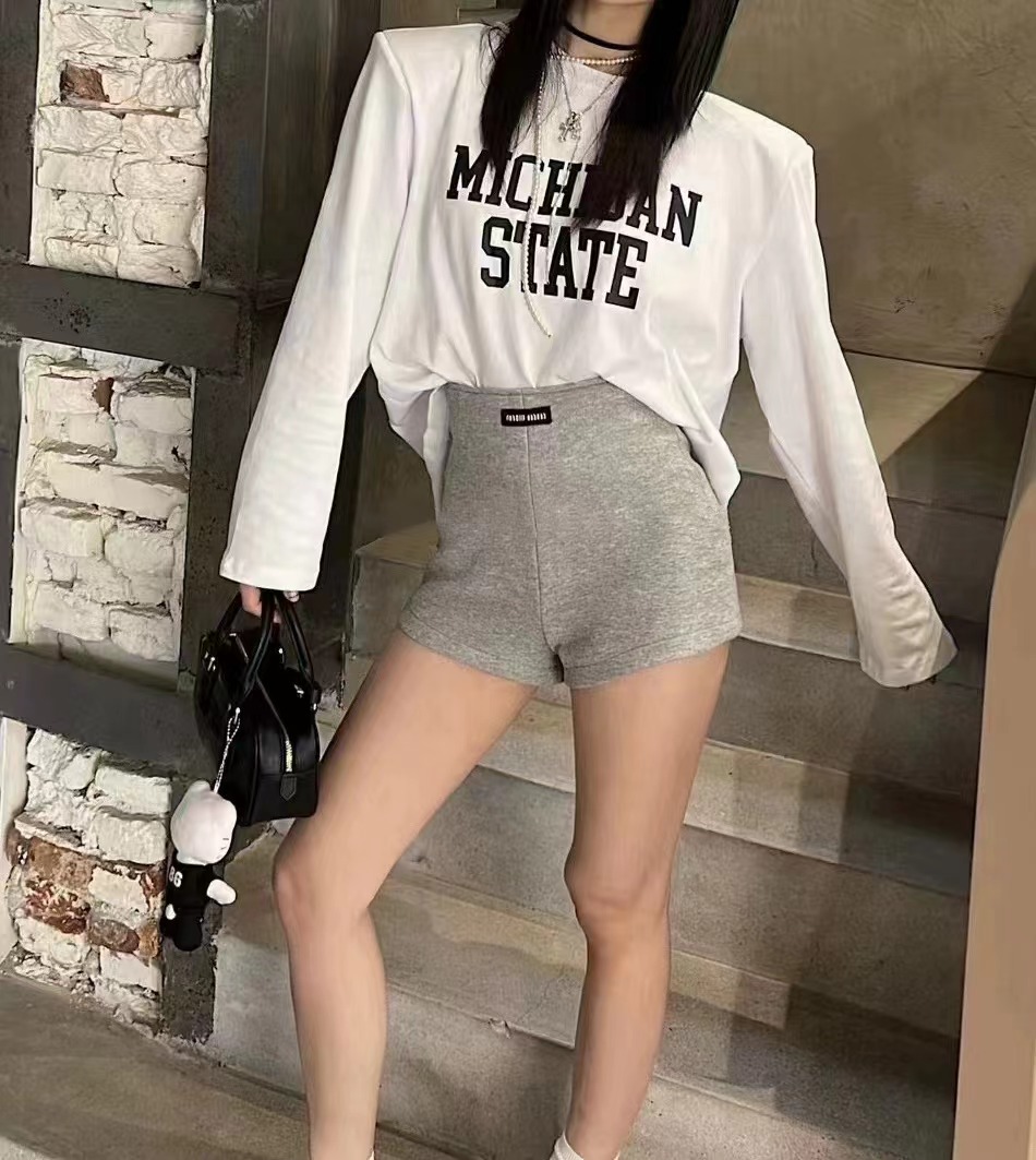 早春新款2024年韓系熱褲時尚百搭休閒短褲鬆緊腰騎行褲女