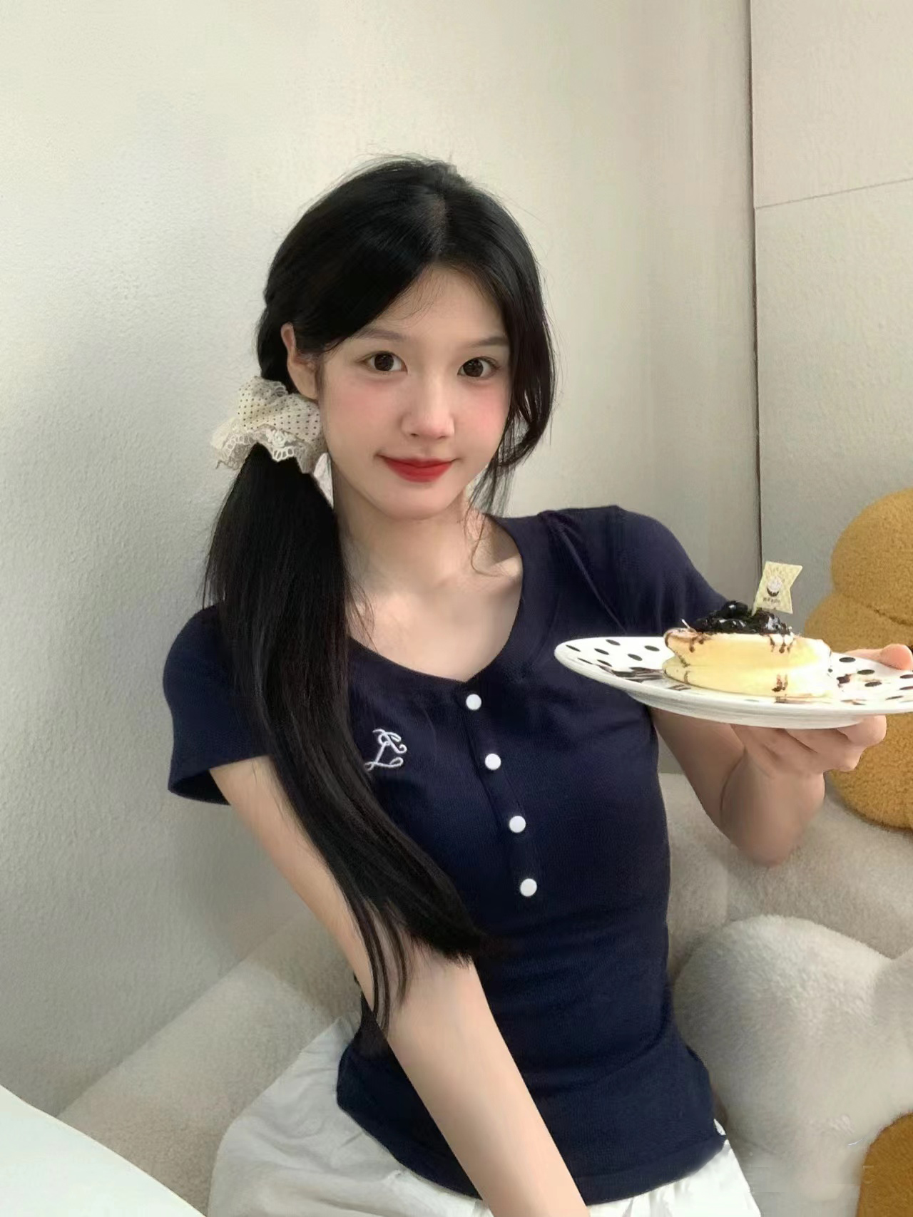 實拍# 夏季甜辣妹修身顯瘦短款V領短袖T恤女