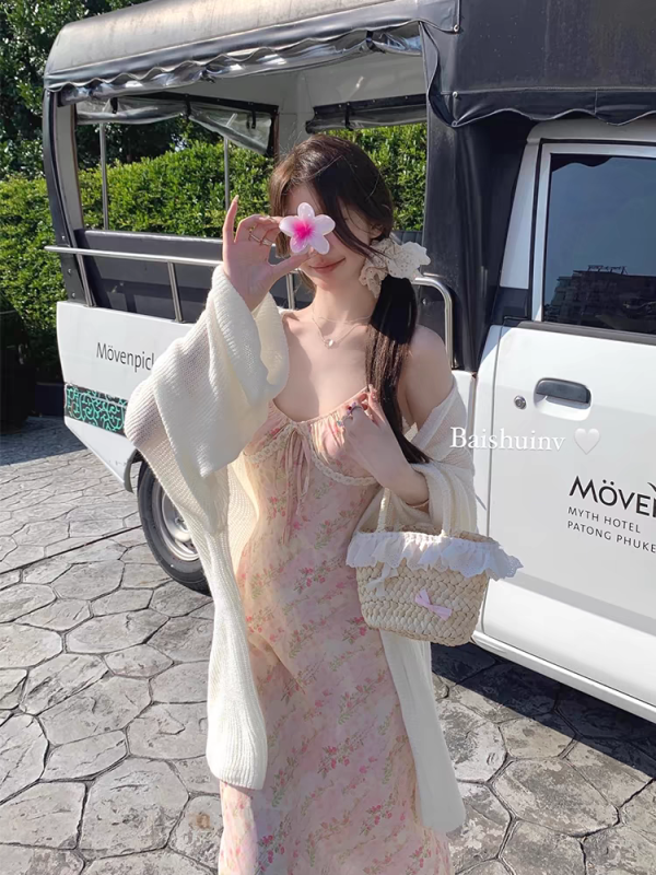白水女慵懶馬海毛~白杏色毛衣開衫女新款設計感寬鬆顯瘦上衣