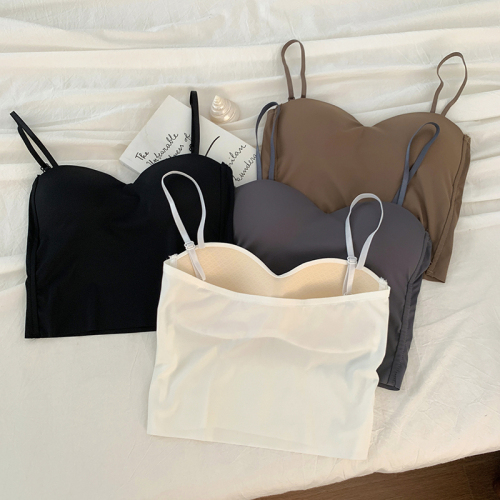 Real shot of ice silk sports camisole women's inner wear design niche outer wear beautiful back slim short hot girl top
