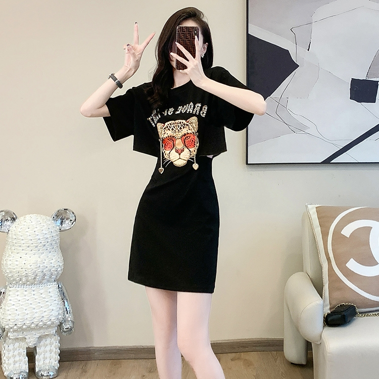 原版鑲磚歐貨連衣裙女夏2024新款收腰顯瘦設計感小眾黑色裙子