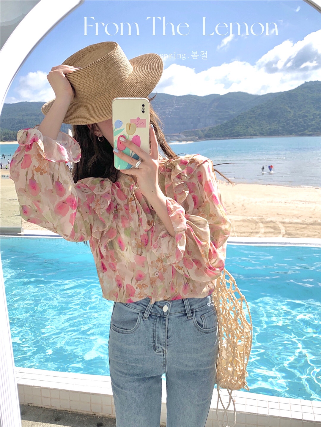 碎花2024年春夏短款時尚洋氣外搭寬鬆百搭韓版雪紡上衣薄款女長袖