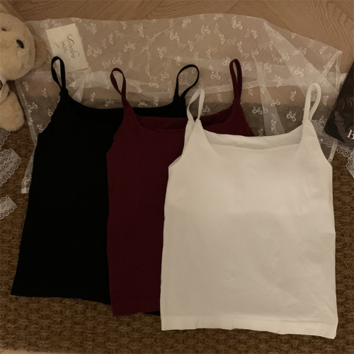 Actual shot of small camisole for women, spring and summer Korean version, versatile, slim and elegant, sleeveless bottoming shirt for outer wear