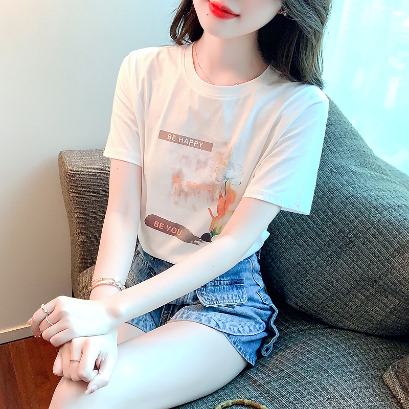 短袖t恤女2024年新款夏季女裝純棉白色寬鬆體恤ins潮女士休閒上衣
