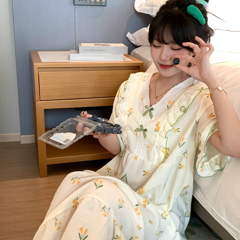 睡衣女夏季韓版特大碼300斤睡裙寬鬆款泡泡皺加肥加大睡裙