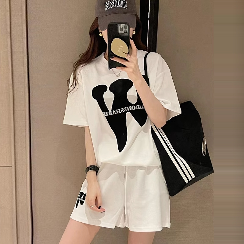 歐貨小個子休閒運動服套裝女夏季寬鬆韓版時尚洋氣短袖短褲兩件套
