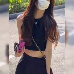 210克後包條 春夏新款修身洋氣顯瘦短款純色無袖背心女