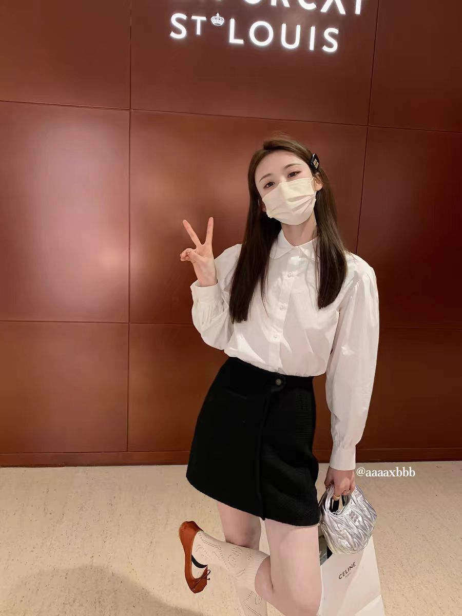 aaaaxbbb第27次晴天 質感舒適圓領寬鬆白襯衫通勤設計感內搭長袖