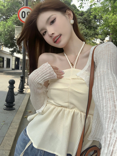 Pure lust style halterneck tube top camisole women's summer Korean version 2024 new slim fit design top