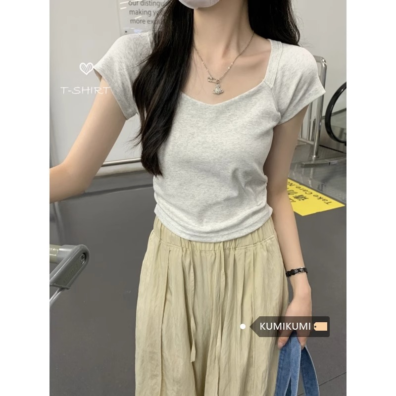 92棉/8氨綸40支210g純棉 正肩短袖T恤女夏季