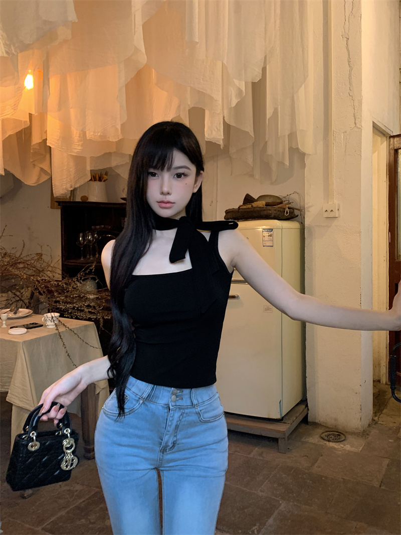 實拍 ins風極簡博主飄帶背心 跟副乳拜拜