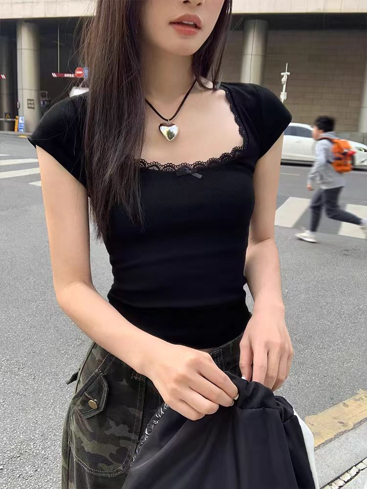 美式辣妹高級時尚設計顯瘦百搭短袖T恤