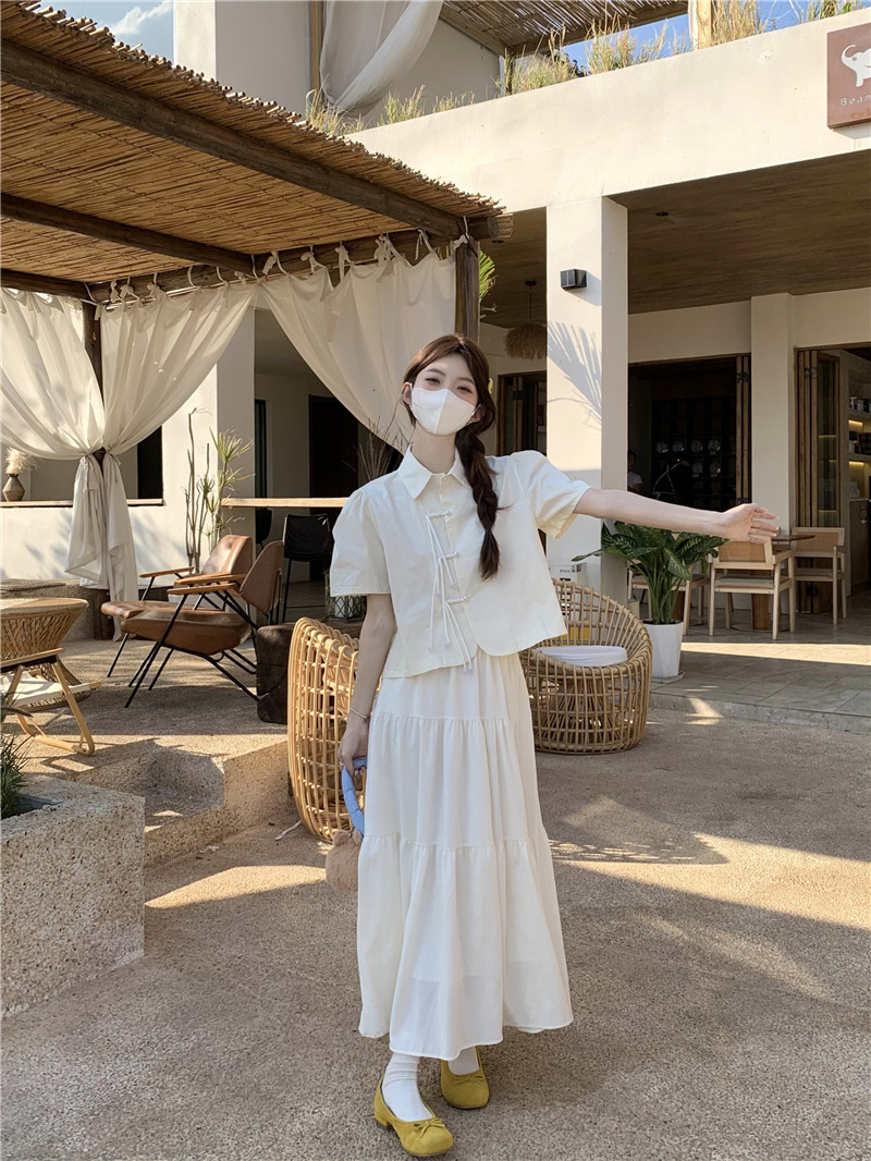 實拍~法式別致休閒國風盤扣襯衫女新中式寬鬆短袖上衣