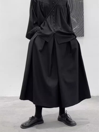Yohji Yamamoto dark style loose wide-leg pants for women and men spring and summer unisex design casual pants couples culottes trendy