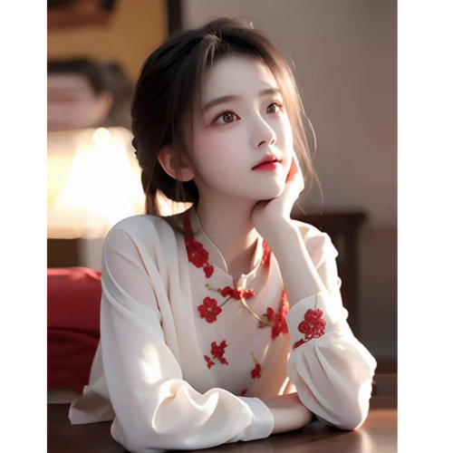 新中式衬衫2024春秋独特漂亮小衫外穿轻国风女装花朵上衣