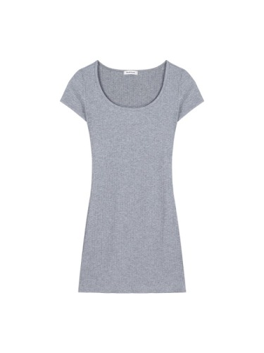 Gray Round Neck Short Sleeve T-Shirt Dress Women's Summer Small Basic Skirt Waist Tight Cover Hip Short Skirt