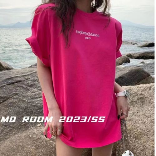韩版中长款字母印花宽松短袖T恤女