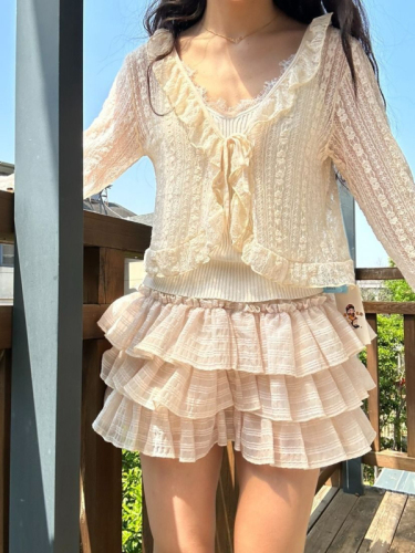 Sweet girl pure desire ballet style high waist fluffy cake skirt chic high waist design skirt 2024 summer new