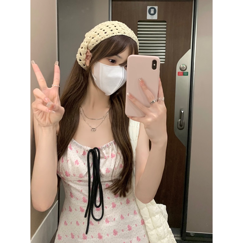 實拍  夏季少女疊穿不規則吊帶長款裙子