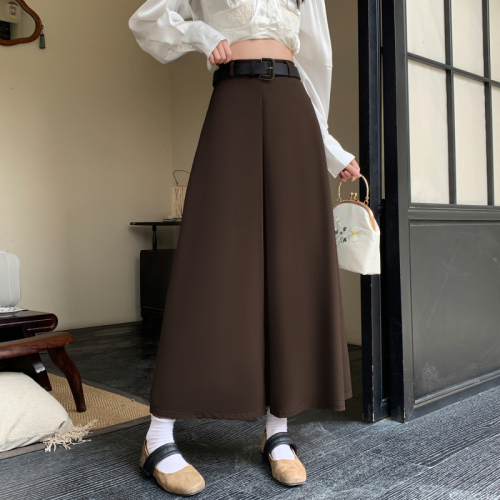 240016 Real shot of commuting high-waisted design skirt for women, Hepburn style A-line long skirt, high-end large-swing umbrella skirt