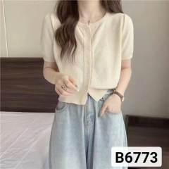 Trendy knitted plus size women's summer single-breasted knitted tops