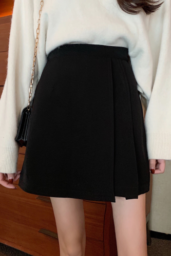 Actual shot of 2024 spring and summer new high-waisted slimming A-line skirt chic irregular pleated skirt