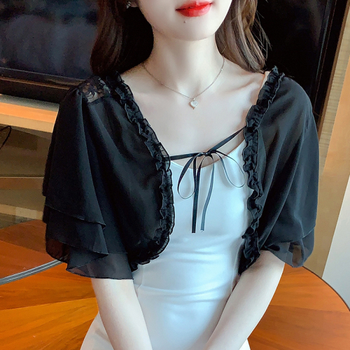 Has been shipped small shawl coat women's 2024 spring and summer new style waistcoat all-match sun protection clothing ultra-thin short outer cardigan