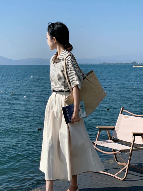 輕奢高級感氣質女神范高端襯衣小個子a字半身裙兩件套裝女裝夏季