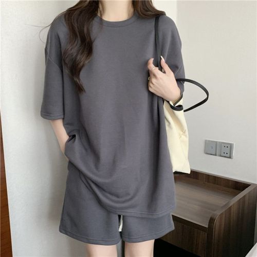 2024 New Casual Sports Suit Women's Summer Thin Loose Large Size Versatile Short Sleeve Shorts Two-piece Trendy Set