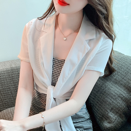 Has shipped small shawl coat women's 2024 spring and summer new style waistcoat all-match chiffon sun protection clothing short outer cardigan