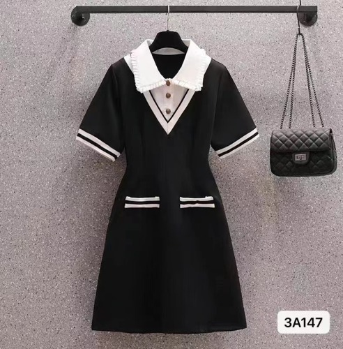 Polo连衣裙女夏季2024年新款收腰显瘦名媛气质设计感小众短袖裙子