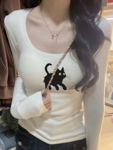 1x1 ribbed teddy fabric 280g women's autumn winter new slim fit turtleneck base layer top u-neck long sleeve top