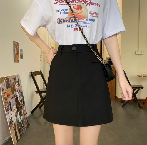 Real shot of soot suit skirt for women 2024 summer new a-line skirt high waist slimming short skirt