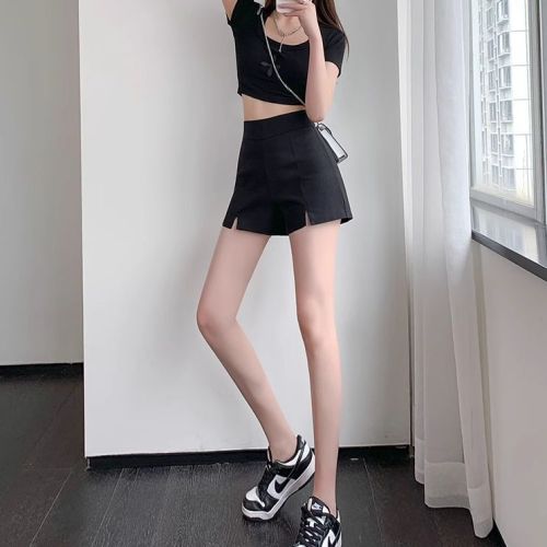 Missing bottoms, black suit shorts, women's summer outer wear, high-waisted slim leggings, skirt, small A-line hot pants