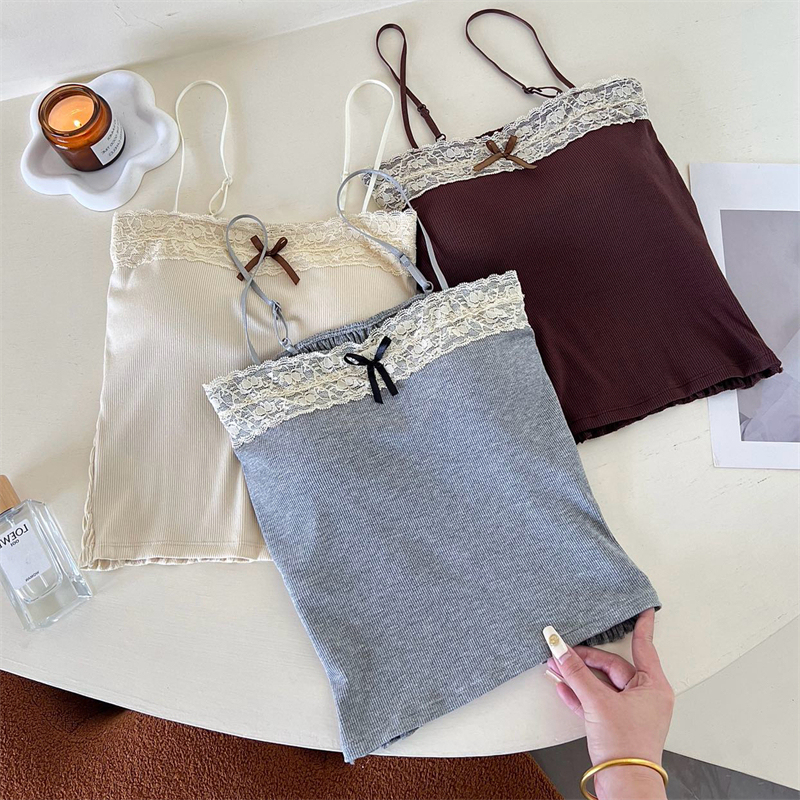 Actual price ~ lace pleated beautiful back vest tube top underwear fixed coaster bow outer top