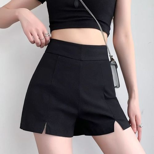 Missing bottoms, black suit shorts, women's summer outer wear, high-waisted slim leggings, skirt, small A-line hot pants