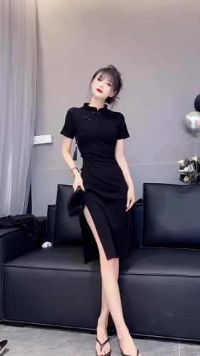 中国风复古时尚洋气连衣裙高级感气质名媛新中式改良旗袍裙