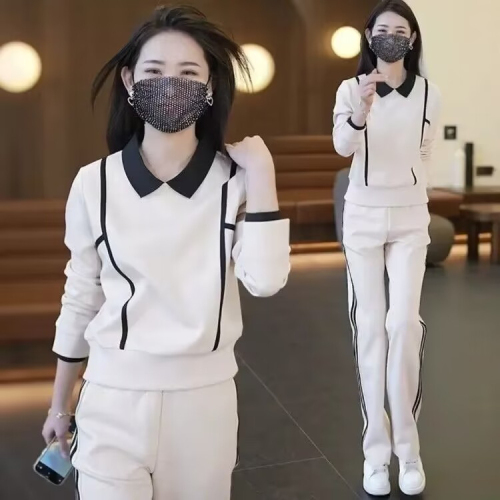 时尚休闲运动服两件套女2024春季新款韩版洋气卫衣长裤套装潮